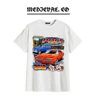 เสื้อยืดผ้าฝ้ายNascar POCI เสื้อยืดพรีเมี่ยม พิมพ์ลาย VINTAGE BOOTLEG สีขาว สําหรับผู้ชาย และผู้หญิง 24SL XL  XXL 3XL