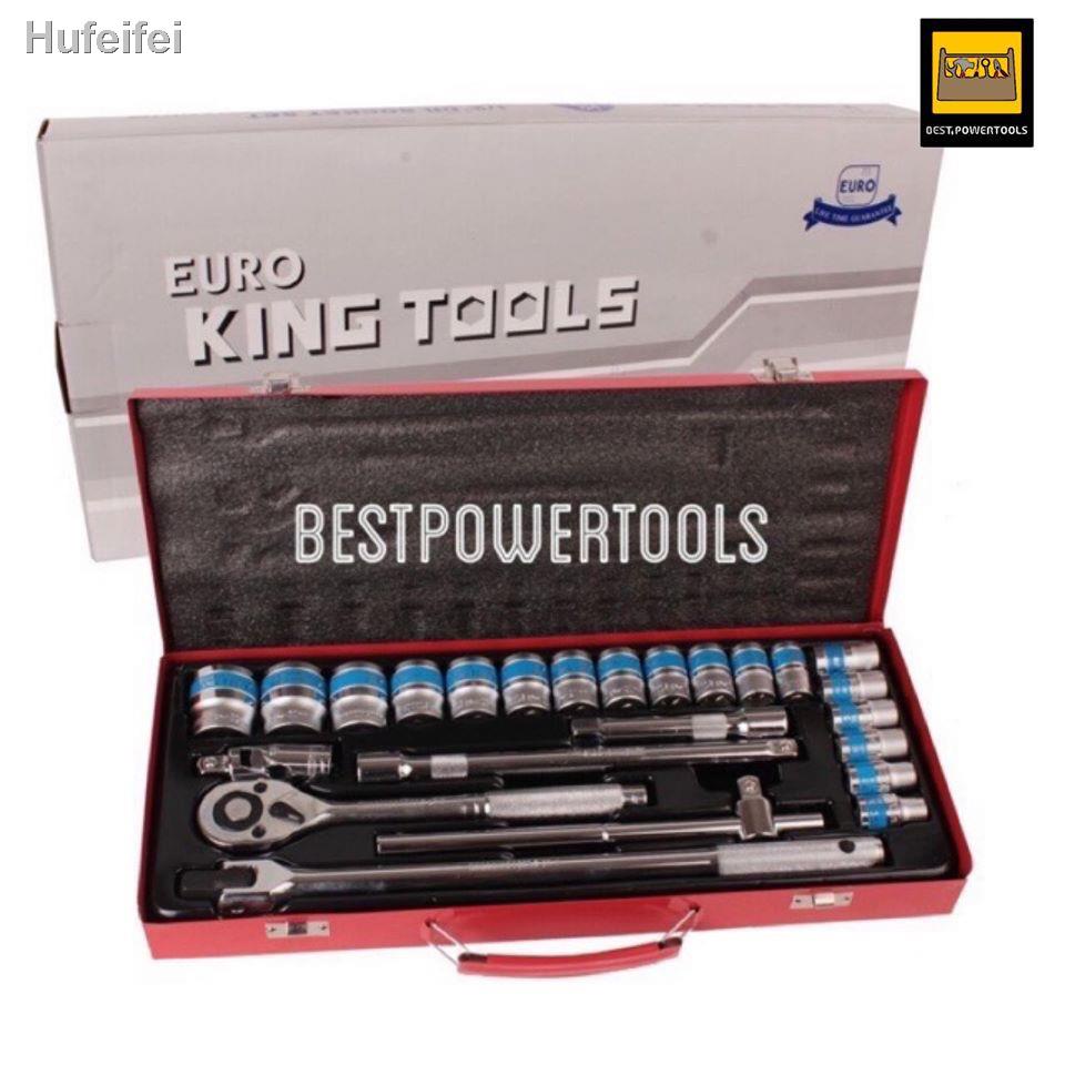 ✁๑✖Euro king tools ชุดเครื่องมือ ประแจ ชุดบล็อก 24 ชิ้น ขนาด 1/2 (4หุน) CR-V แท้จัดส่งที่รวดเร็วอุปกรณของขวัญราคาต่ำสุด