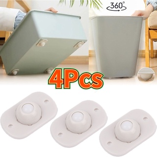 4pcs Universal  Punch-free Self Adhesive 360°rotating Pulleys for Cabinet ，Furniture，Storage Box， Trash