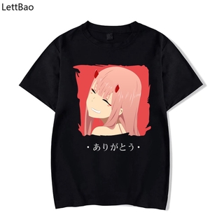 สองจากที่รักใน Franxx Arigatou Tshirt ใหม่ฮาราจูกุสตรีทแวร์ Unisex แฟนของขวัญผู้ชายเสื้อยืดตลก RBp