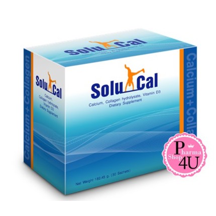 (ของแท้) Solucal เสริมอาหาร แคลเซียม คอลลาเจน ไฮโดนไลเซท วิตามินดี 3 บรรจุ 5.5กรัมx30ซอง