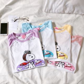 เสื้อoversize 
ลาย Snoopy ใส่หมวกนักบิน