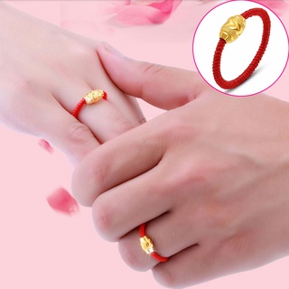 แหวนเชือกทอมือ ประดับลูกปัด สีทอง ขนาดเล็ก แฟชั่นสําหรับผู้ชาย และผู้หญิง