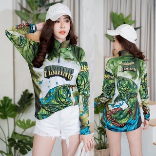 เสื้อตกปลา เสื้อแขนยาว JK Thailand เสื้อกันยูวี ลาย DRAGON FISH   ป้องกันรังสี UV 80% แห้งเร็ว