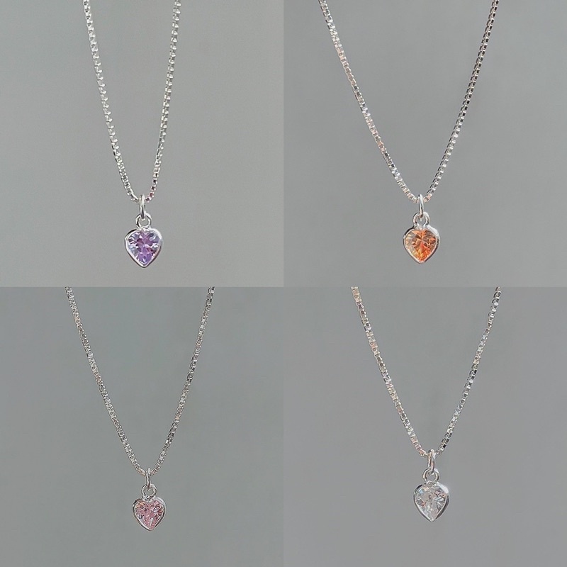 SissyJewelry // สร้อยคอเงินแท้ Heart (5mm) Box chain necklace 🎁Free gift box🎁