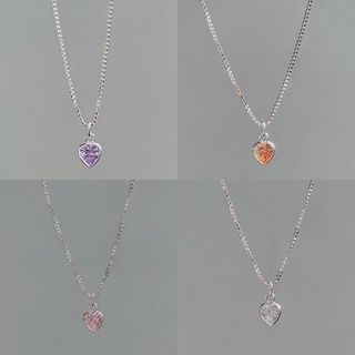 (code : 9SYSG ลด65.-) SissyJewelry // สร้อยคอเงินแท้ รุ่น จี้หัวใจ 5mm Box chain necklace 🎁Free gift box🎁