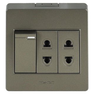 ชุดเต้ารับ 2 ขา 2 ช่อง พร้อมสวิตซ์ HACO M3N-R21-CC SET SOCKETS 2 MODULESS WITH SWITCH M3N-R21-CC HACO