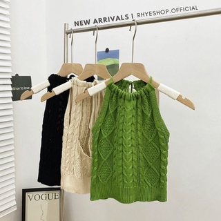 Helter Neck Cable Knitted🌿🍃เสื้อคล้องคอถักเว้าหลัง