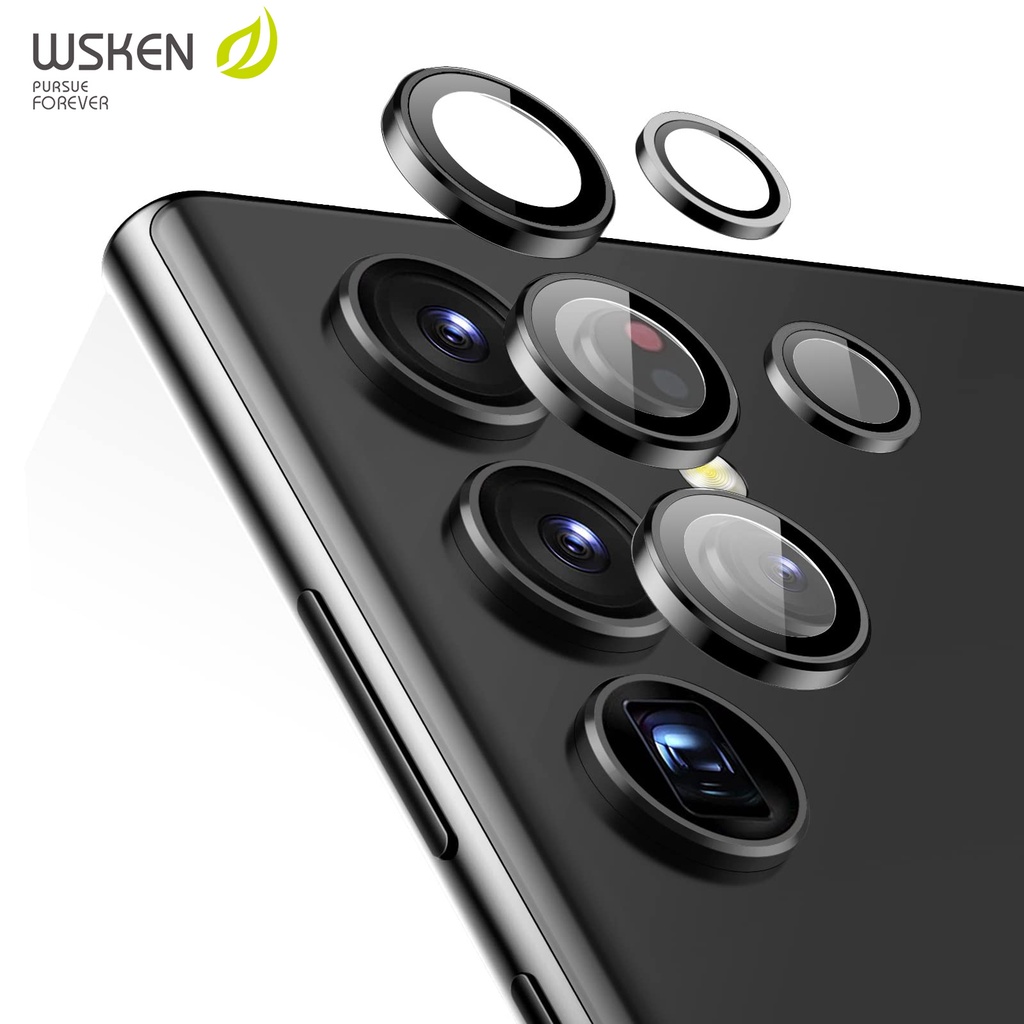 [3+2 ชิ้น] Wsken ฟิล์มกระจกนิรภัยกันรอยเลนส์กล้อง 9H สําหรับ Samsung Galaxy S22 Ultra