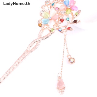 Ladyhome กิ๊บติดผม หินตาแมว ดอกไม้คู่ พลอยเทียม กิ๊บติดผม