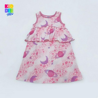 KiddeeCrew เสื้อกระโปรงเด็กระบายหน้าอกสีชมพูลายปลา Pink fish pattern Tunic Top    เหมาะสำหรับอายุ 1-8 ปี