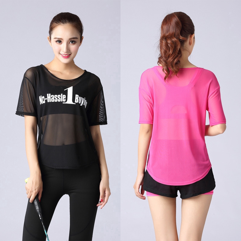 เสื้อยืดสปอร์ตออกกําลังกายไร้รอยต่อแขนสั้นสําหรับผู้หญิง