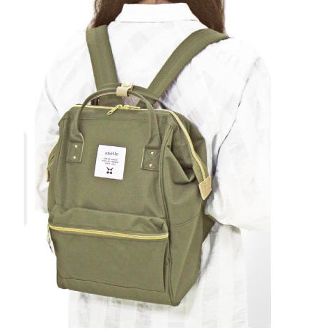 ส่งฟรี *แท้ 100%* เป้ Anello Polyester Canvas Mini Backpack ~ สี Khaki