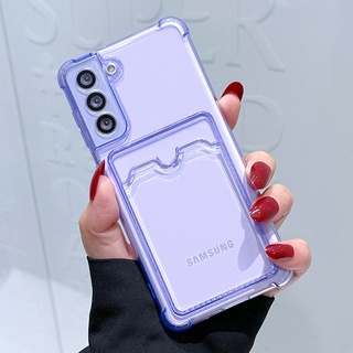 เคสโทรศัพท์มือถือแบบใส กันกระแทก พร้อมช่องใส่บัตร สําหรับ Samsung Galaxy S22 S21 S20 Ultra S21 FE S22+ 5G S20 Plus