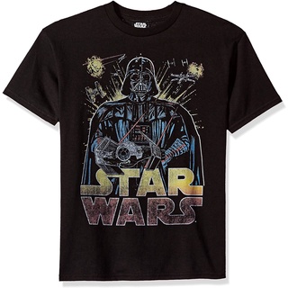 【🔥🔥】100%cotton เสื้อยืดผู้ชาย Star Wars Boys Big Darth Vader Ancient Threat Logo Graphic Tee men เสื้อ ยืด ผู้ชาย คอก