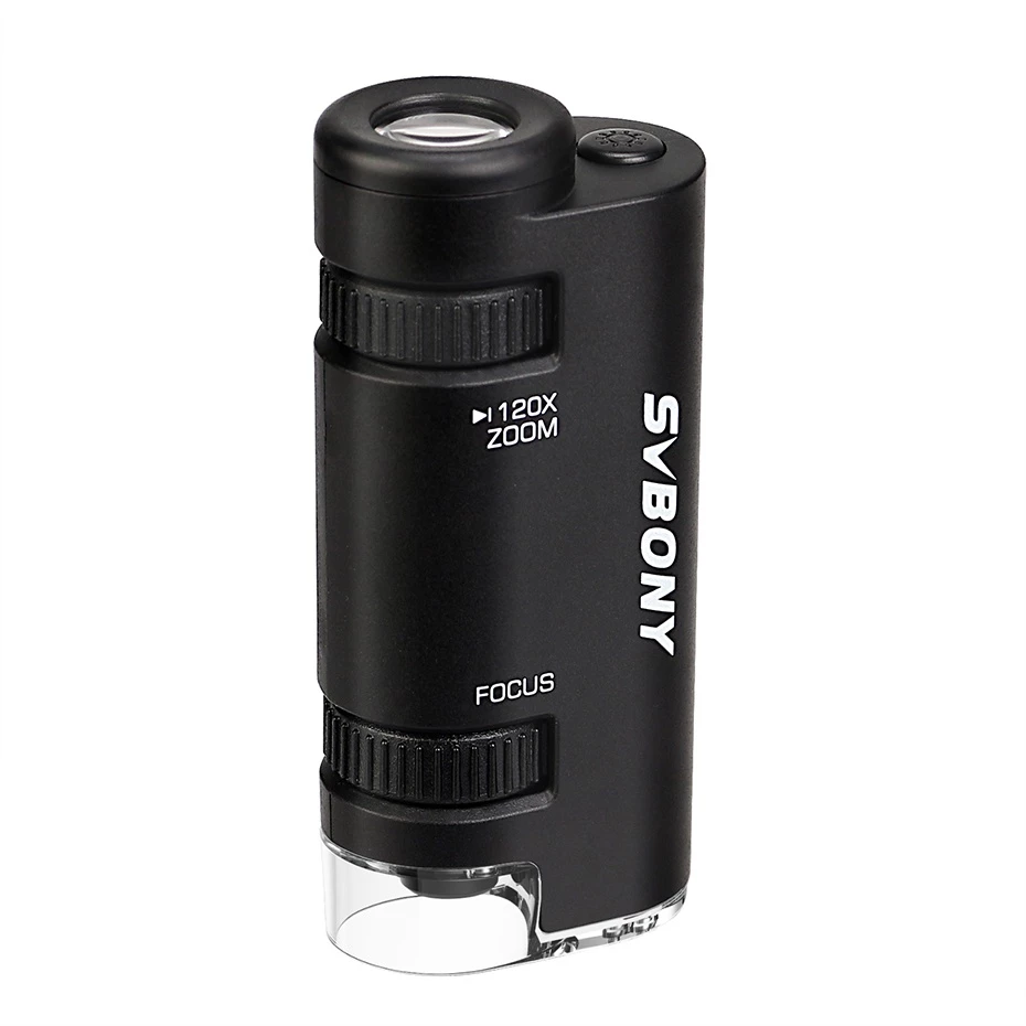 【ท้องถิ่น】SVBONY SV603 60-120x กล้องจุลทรรศน์การขยายแบบพกพาพร้อมความสว่าง LED การสํารวจทางวิทยาศาสตร์ชีวภาพ