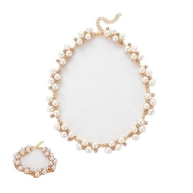SSA เกาหลี Statement Maxi สร้อยข้อมือคริสตัลมุกจําลองที่มีเสน่ห์ Jewlery