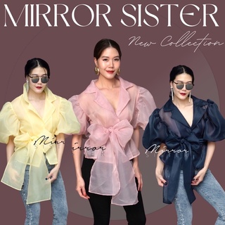 Code : Mirr00 เสื้อออกงานหรู เสื้อสีกรม เสื้อแขนบอลลูน เสื้อผ้าไหมแก้ว เสื้อไฮโซโบว์ใหญ่  mirrorsister