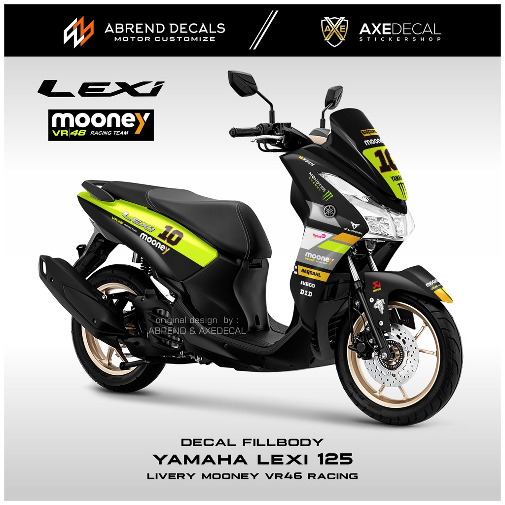 Yamaha Lexi 125 Fullbody Livery Mooney VR46 Racing team Decal / Custom Lexi Variation Motorcycle Sti