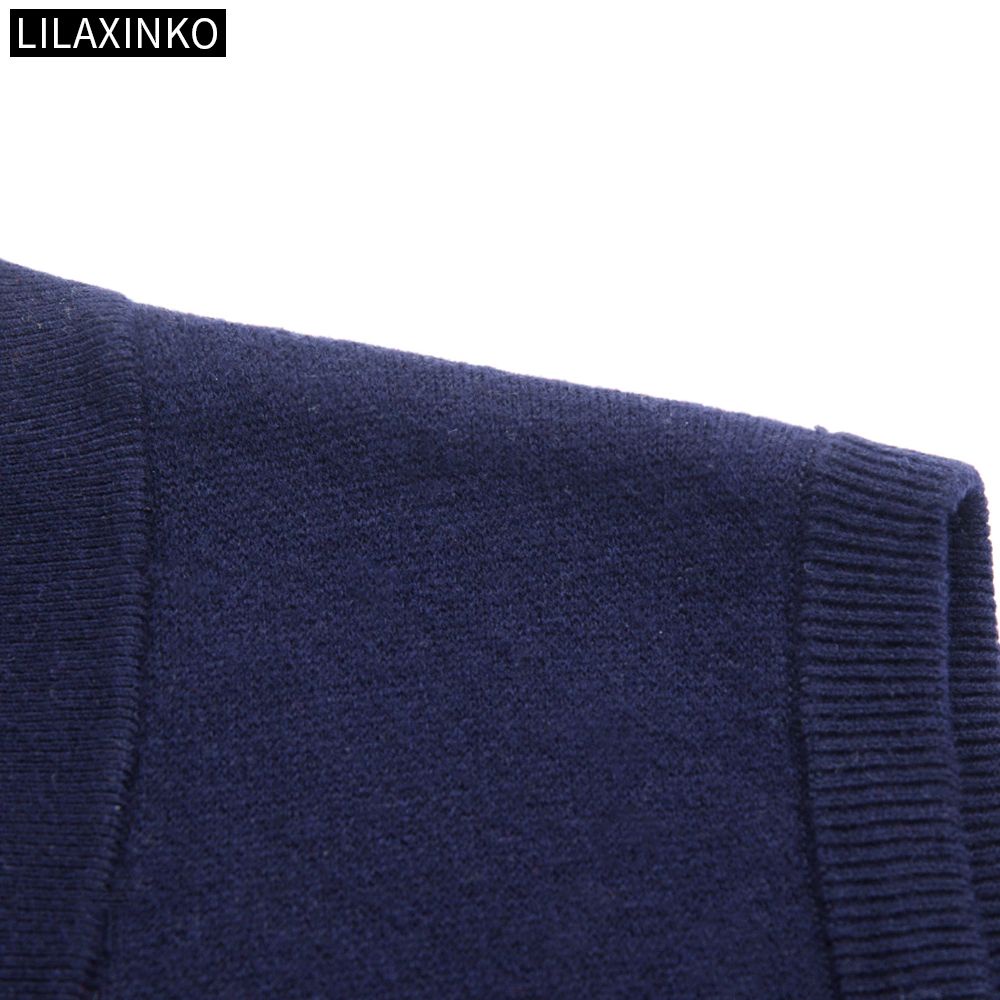 4สีผู้ชายเสื้อกั๊กแขนกุดเสื้อขนสัตว์ถักโวลต์คอธรรมดาพื้นฐานกระเป๋ากระดุมด้านบนสบายๆคลาสสิกฤดูใบไม้ร่วงฤดูหนาวเสื้อผ้าแฟชั่นใหม่ - รูปที่ 5