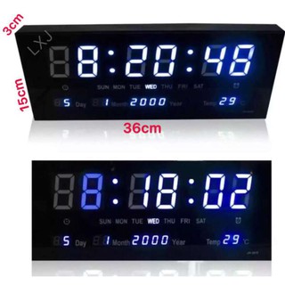 ﻿นาฬิกาดิจิตอล LED DIGITAL CLOCK แขวนผนัง รุ่น 3615 (ตัวเลขสี ฟ้า)