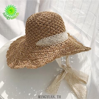 ( Mingyuan ) หมวกปานามาตกแต่งโบว์สไตส์เกาหลี