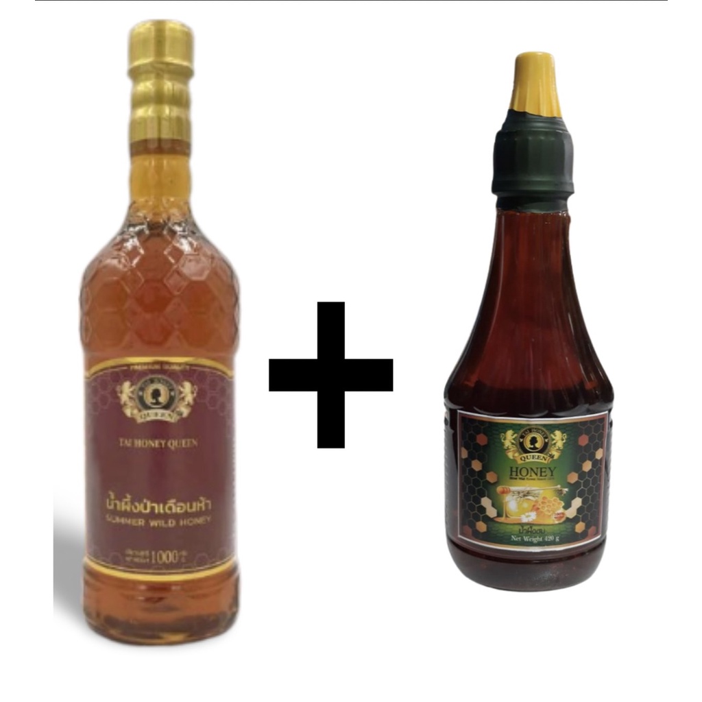 น้ำผึ้งป่าเดือนห้าขวดคอรังผึ้งTai honey queen 1000g 3 ขวดแถม 1 ขวดน้ำผึ้งขม 420g