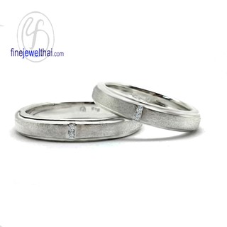 Finejewelthai แหวนคู่-แหวนเพชร-เพชร-แหวนหมั้น-แหวนแต่งงาน-Couple-Diamond CZ-Wedding Ring-Silver-White Gold - RC30145cz