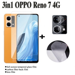 3in1 ฟิล์มกระจกนิรภัยกันรอยหน้าจอ แบบเต็มจอ สําหรับ OPPO A96 4G Reno 7 4G 5G A95 A15 A15S A16