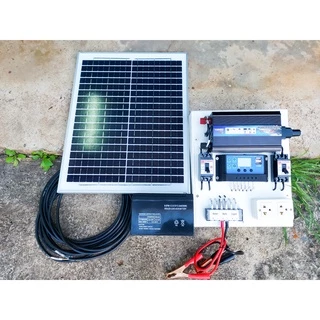 ชุดนอนนา 1000W ชุดคอนโทรลเลอร์ชาร์จเจอร์ โซล่าเซลล์ พลังงานจากแสงอาทิตย์12V/220V 🔥พร้อมแผง20w แบตเตอรี่12A🔥พร้อมใช้งาน🔥
