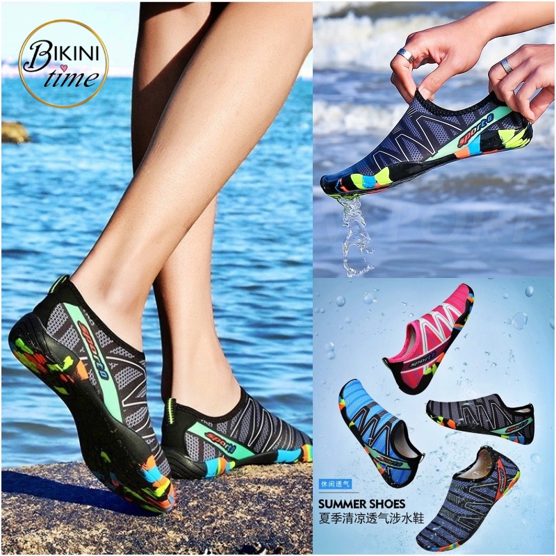 🏖BikiniTime (Size 36-45) SB191 มี5สี Unisex รองเท้าเดินชายหาด สำหรับเดินทะเล ดำน้ำ ว่ายน้ำ แห้งไว ไม่อุ้มน้ำ