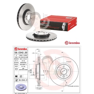 09 C542 21 จานเบรค ล้อ F (ยี่ห้อ BREMBO) รุ่น HC/PVT VOLVO S40 II V40 V50 C70 II ปี2004-&gt;