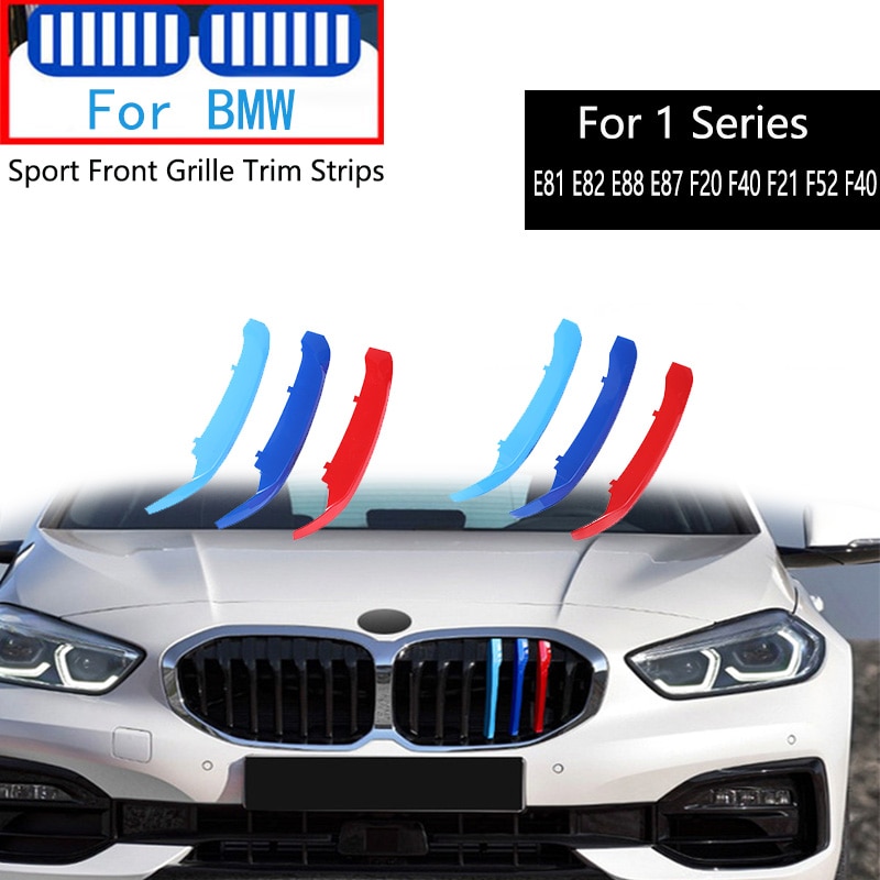 แถบ 3 สี กระจังหน้า BMW  Series 1 E81 E82 E88 E87 F20 F40 F21 F52 F40 118i 120i (2004-2011) 3Pcs Car