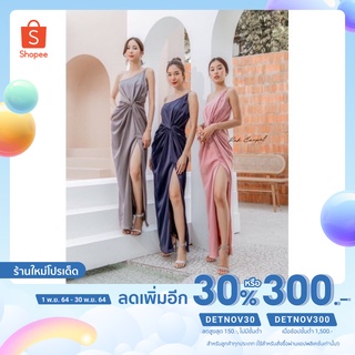 ลด 𝟭𝟱𝟬 ใส่โค้ด 𝗗𝗘𝗧𝗡𝗢𝗩𝟯𝟬 - เดรสยาว เดรสออกงาน เดรสไหล่เดียว แต่งสายโซ่ เนื้อผ้าแพง มีซับในอย่างดี สวยหรูมากๆ ค่า