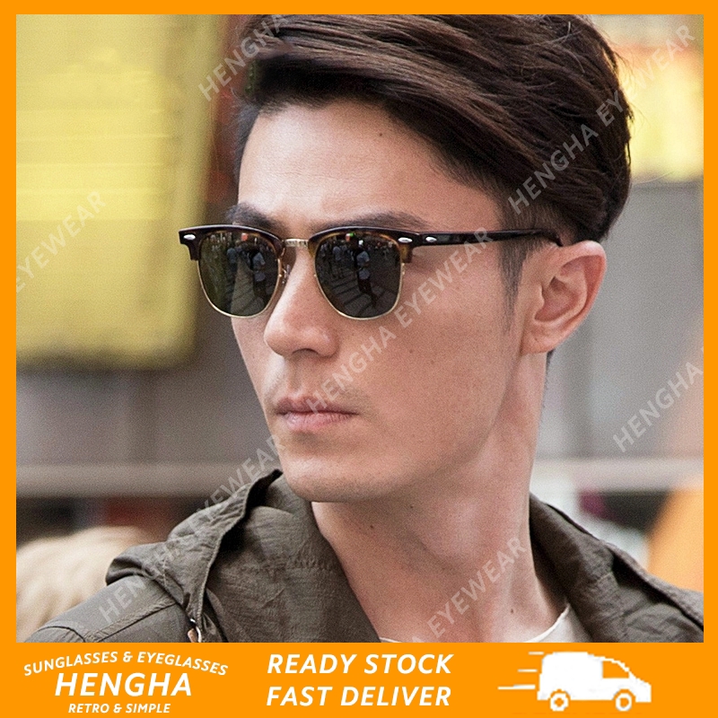 【HENGHA】【พร้อมสต็อก】คลาสสิกย้อนยุคครึ่งกรอบแว่นกันแดดผู้หญิง / ผู้ชายแว่นตา