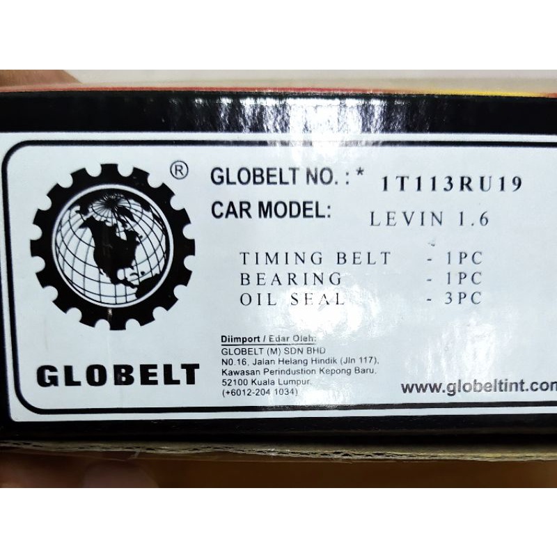GLOBELT ชุดเข็มขัดไทม์มิ่งสําหรับ Toyota Levin 1.6 4AGE AE82 AE86 AE92 GTi (Black Top)113RU19