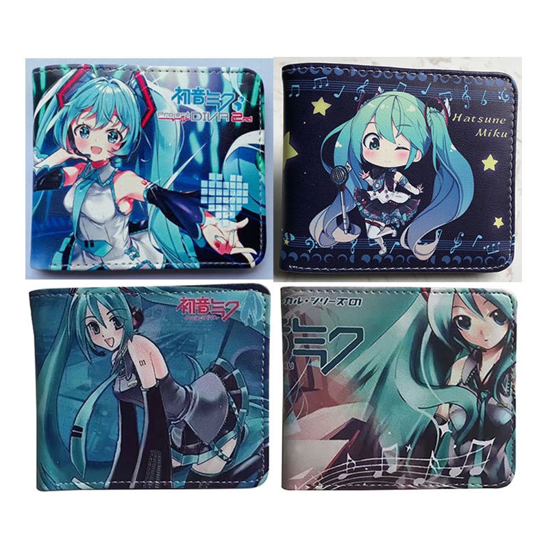 กระเป๋าสตางค์ หนัง PU ใบสั้น ลายการ์ตูนอนิเมะ Hatsune Miku แฟชั่นเรียบง่าย สไตล์ญี่ปุ่น สําหรับวัยรุ่น นักเรียน