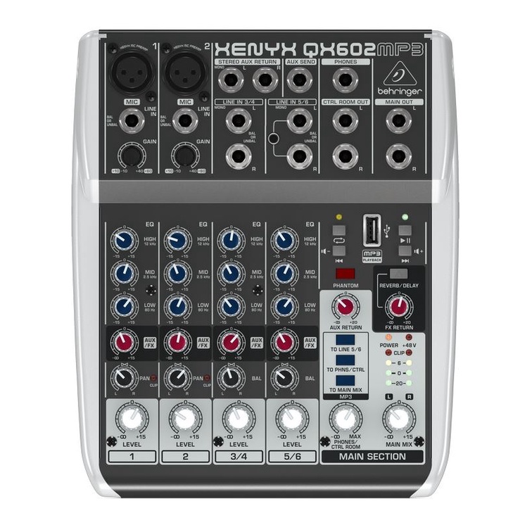 Behringer XENYX QX602MP3 *ของแท้รับประกัน 1ปี* มิกเซอร์ 6 Input / 2Bus, EQ, FX, MP3 Player