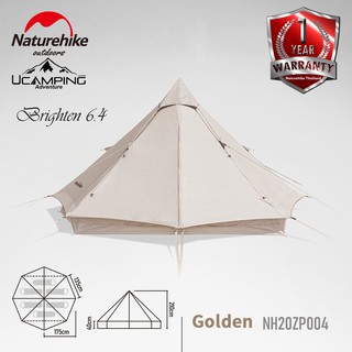 เต็นท์ กระโจมผ้าคอตตอน สำหรับ 2-4 คน Naturehike Cotton Tent Brighten 6.4 (รับประกันของแท้ศูนย์ไทย)