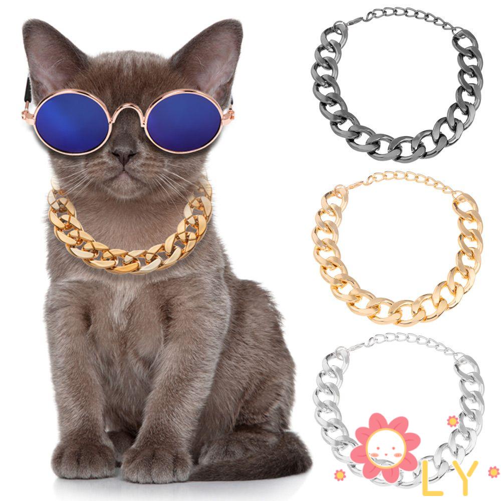 LY-HOME Animal Accessories Cat Collar Cuban Adjustable Dog Chain Gold ...