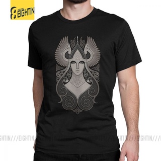 เสื้อยืดคอกลม ผ้าฝ้าย 100% พิมพ์ลาย Valhalla Freyja สําหรับผู้ชาย