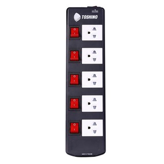 รางปลั๊ก 5 ช่อง มอก. 5 เมตร สีดำ โตชิโน TIS515-5M5-outlet power strip TIS 5 m. Black ToshiNo TIS515-5M