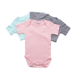 Leeya AT1 บอดี้สูทเด็ก 0 ถึง 12 เดือน แขนสั้น สีพื้น บอดี้สูทเด็ก Minimal 100% Rib Cotton  Baby Bodysuit Plain Color