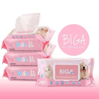 Biga pet grooming wipes ผ้าเปียกเช็ดทำความสะอาดสำหรับสัตว์เลี้ยง ผ้าเช็ดสัตว์เลี้ยง แผ่นเช็ดทำความสะอาดสัตว์เลี้ยง