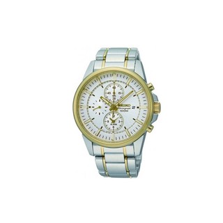 SEIKO Alarm Chronograph Quartz Mens Watch 2 กษัตริย์/สีเงิน/สีทอง สายสแตนเลส รุ่น SNAF06P1