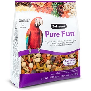 ZuPreem Pure Fun L สูตรผลไม้+ผัก+เมล็ด สำหรับนกมาคอว์ อีเล็คตรัส กระตั้ว บรรจุ 907 กรัม