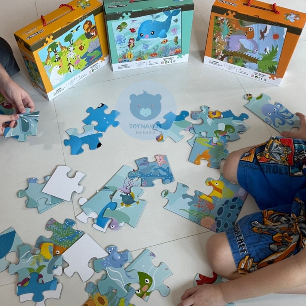 Toynamus Jigsaw จิ๊กซอ จัมโบ้ แผ่นใหญ่ 35 ชิ้น ขนาด 60x44cm. มีหลายลาย ขนาดชิ้นใหญ่เด็กจับได้ถนัดมือ