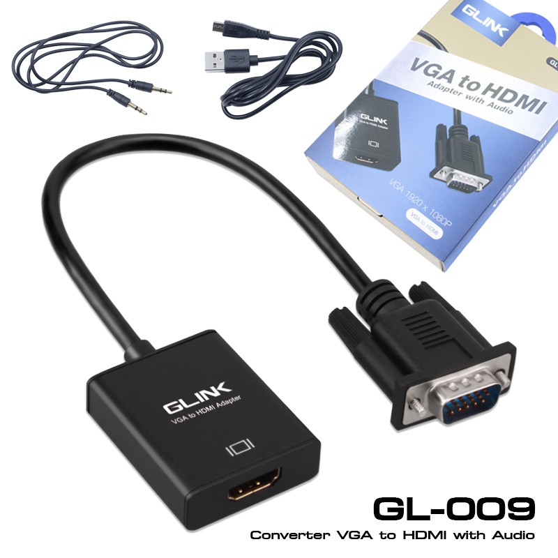 GLINK (GL009) VGA TO HDMI with Audio Converter ตัวแปลง vga เป็น hdmi