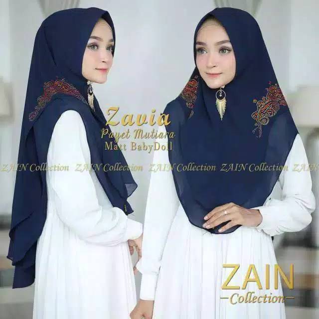 [ORIGINAL ZAIN] Zavia Instant Hijab with Pearl Sequins, matt ceruty Babydoll