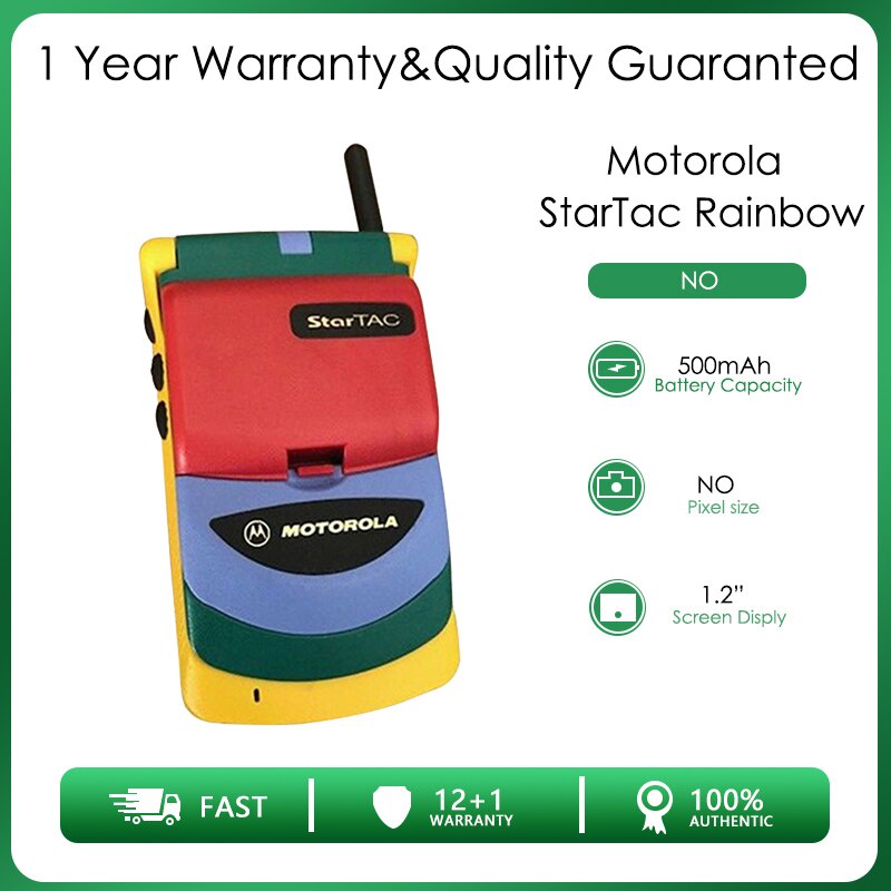 Motorola StarTAC Rainbow 500mAh ใช้ 70% ใหม่ค่าคอลเลกชันสูงปลดล็อคโทรศัพท์มือถือพร้อม GFLA